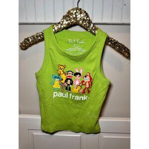 Paul Frank Y2K Green Ribbed Tank Top Julius Monkey Friends Junior Petite Fitted